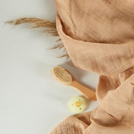Muselina multifunctionala din bumbac 100% organic HUG.me, 120x120 cm, Oatmeal Beige, 1 bucata, Onino 745458