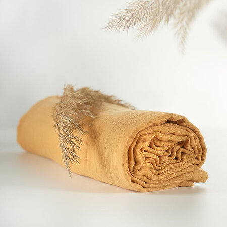 Muselina multifunctionala din bumbac 100% organic HUG.me, 120x120 cm, Honey Gold, 1 bucata, Onino 745466