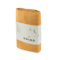 Muselina multifunctionala din bumbac 100% organic HUG.me, 120x120 cm, Honey Gold, 1 bucata, Onino