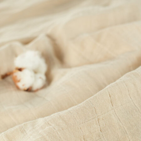 Muselina multifunctionala din bumbac 100% organic HUG.me, 120x120 cm, Creamy Vanilla, 1 bucata, Onino 745474