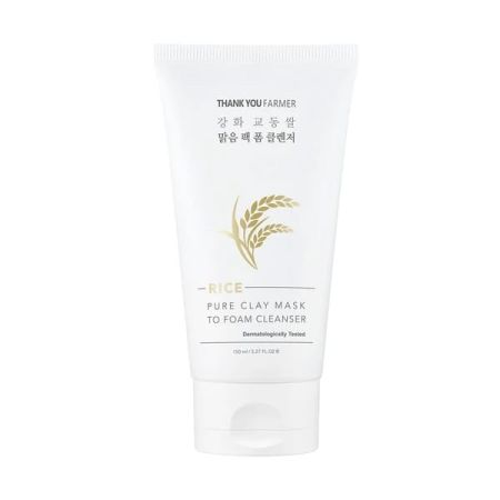 Masca-spuma 2in1 din argila  pentru curatare Rice Pure, 150 ml, Thank You Farmer