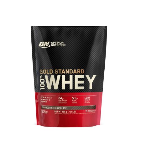 Pudra proteica din zer cu aroma de ciocolata 100% Whey Gold Standard, 465 g, Optimum Nutrition