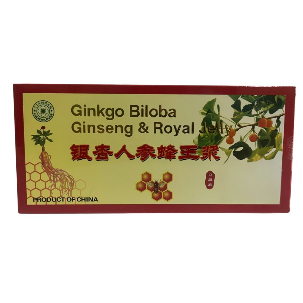 Ginkgo Biloba, Ginseng si Royal Jelly Extractum, 11 fiole x 10 ml, Tianran