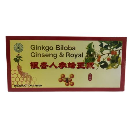 Ginkgo Biloba, Ginseng si Royal Jelly Extractum, 11 fiole x 10 ml, Tianran