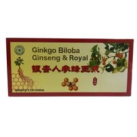 Ginkgo Biloba, Ginseng si Royal Jelly Extractum, 11 fiole x 10 ml, Tianran