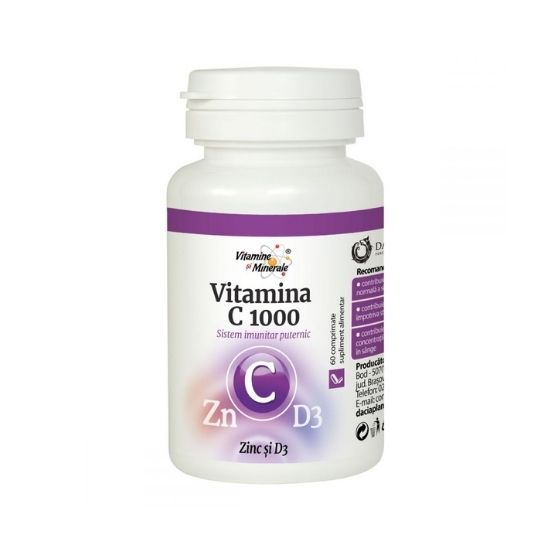 Vitamina C 1000 zinc si D3, 60 comprimate, Dacia Plant