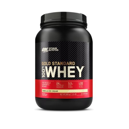 Pudra proteica cu aroma de vanilie 100% Whey Gold Standard, 900 g, Optimum Nutrition
