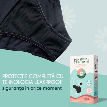 Slip menstrual reutilizabil pentru apa, marimea L, Negru, 1 bucata, FemiEko 756807
