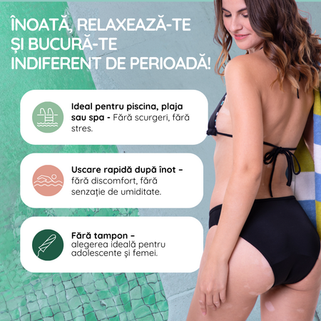 Slip menstrual reutilizabil pentru apa, marimea L, Negru, 1 bucata, FemiEko 756806