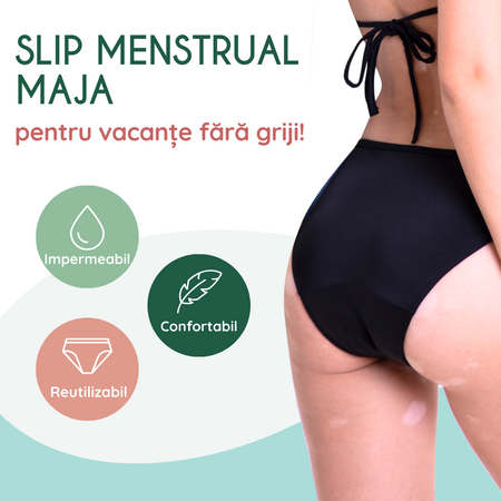 Slip menstrual reutilizabil pentru apa, marimea S, Negru, 1 bucata, FemiEko 756818