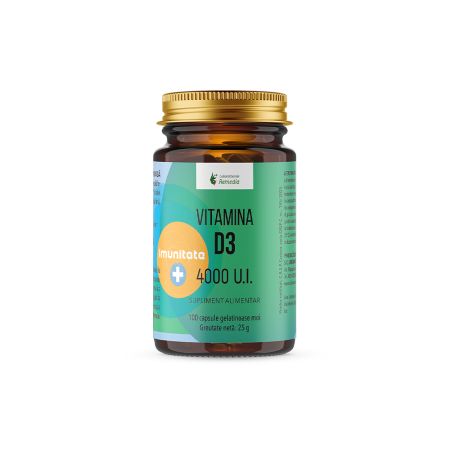 Vitamina D3, 4000UI, 100 capsule moi, Laboratoarele Remedia
