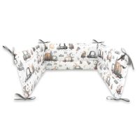Aparatoare pentru patut din bumbac, 180x30 cm, Cars Grey, MimiNu