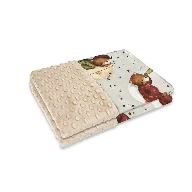 Paturica pufoasa cu doua fete, 75x100 cm, Teddy Bear On Moon, MimiNu