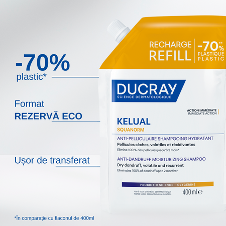 Rezerva sampon antimatreata uscata Kelual Squanorm, 400 ml, Ducray 746268
