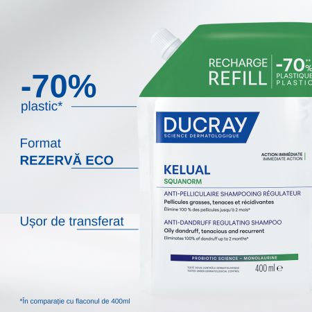 Rezerva sampon antimatreata grasa Kelual Squanorm, 400 ml, Ducray 746277