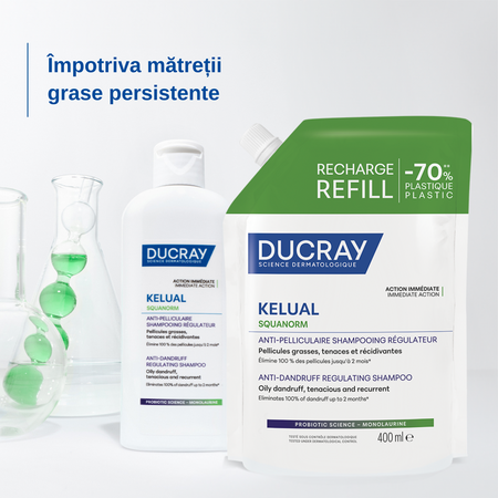 Rezerva sampon antimatreata grasa Kelual Squanorm, 400 ml, Ducray 746275
