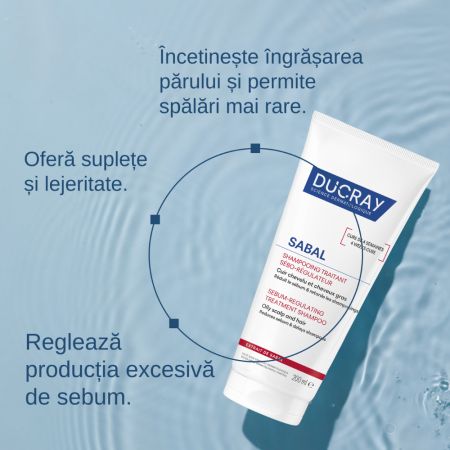 Sampon seboreglator pentru par gras Sabal, 200 ml, Ducray 746283