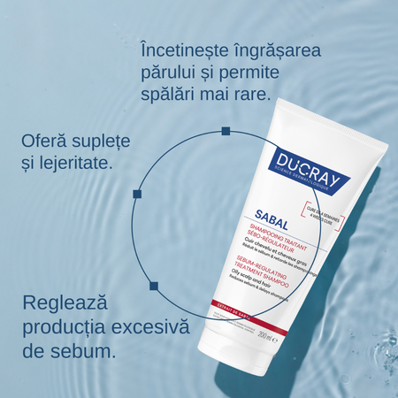 Sampon seboreglator pentru par gras Sabal, 200 ml, Ducray 746283