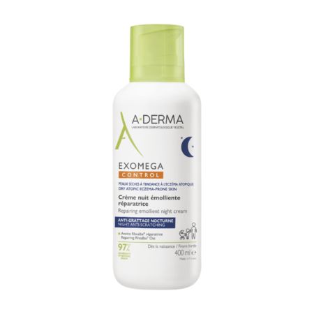 Crema de noapte emolienta reparatoare, piele uscata, atopica Exomega Control, 400 ml, A-Derma