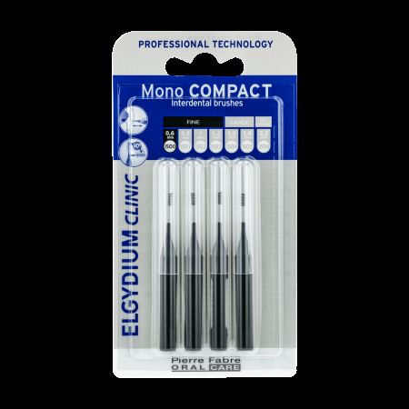 Periuta interdentara Monocompact, 0.6mm, Negru, 4 bucati, Elgydium
