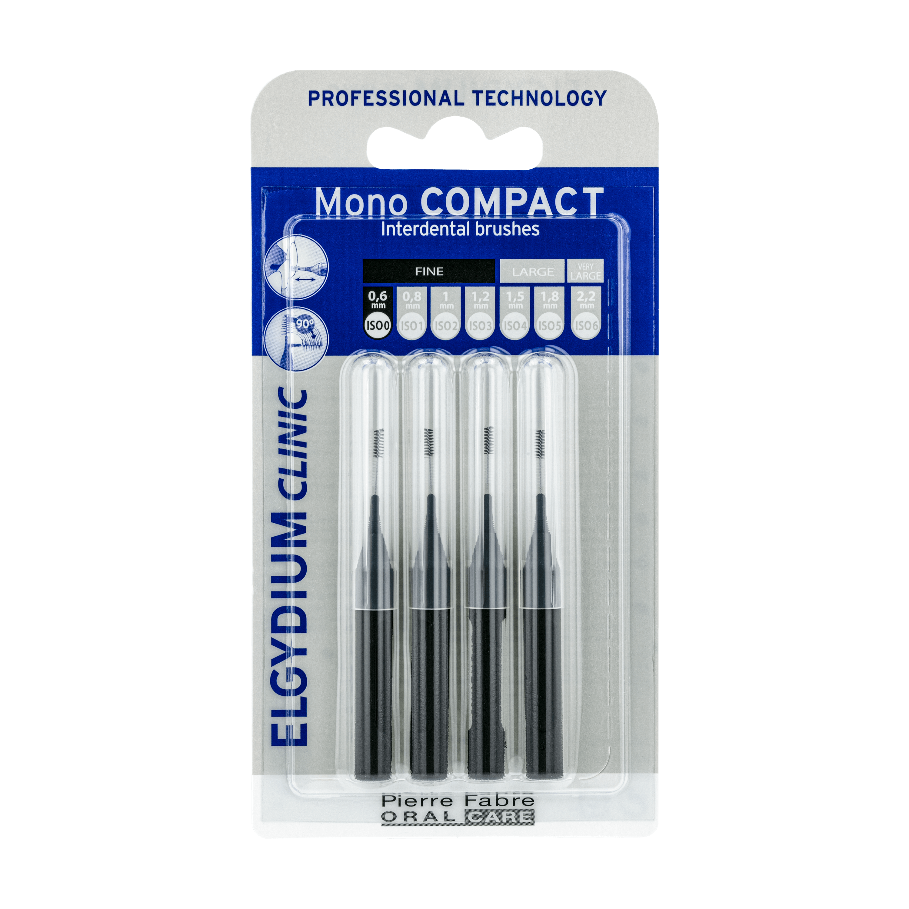 Periuta interdentara monocompact, 0.6mm, Negru, 4 bucati, Elgydium