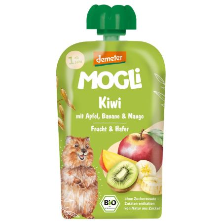 Piure Bio cu kiwi, banane, mere, mango si ovaz, 1 an+, 100 g, Mogli