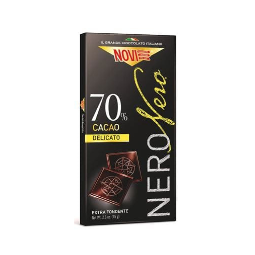 Ciocolata fina extra neagra 70% cacao, 75 g, Novi