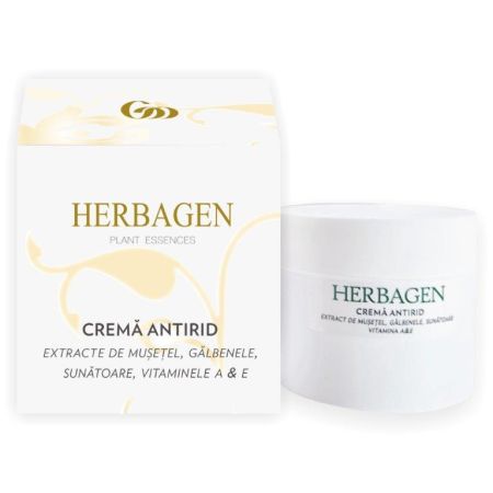 Crema antirid cu extrate de musetel, galbenele si sunatoare, 100 ml, Herbagen