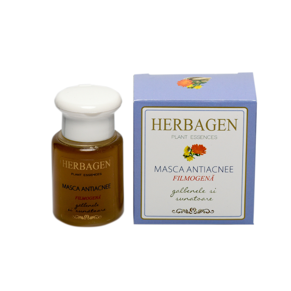 Masca filmogena antiacnee cu extracte de galbenele si sunatoare, 60 ml, Herbagen