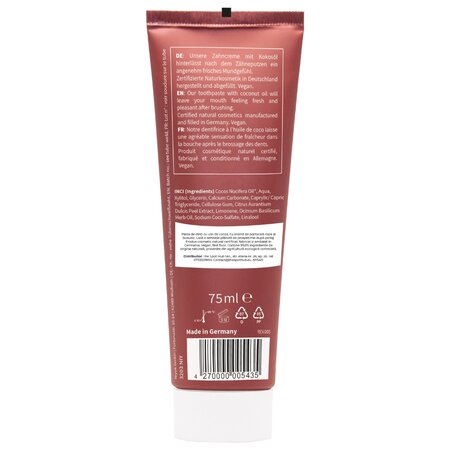 Pasta de dinti cu ulei de cocos, portocala rosie si busuioc, 75 ml, Niyok 819528