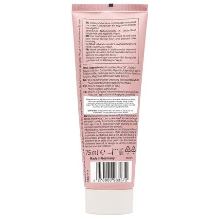 Pasta de dinti pentru copii cu ulei de cocos, capsuni si zmeura, 75 ml, Niyok 819530