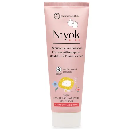 Pasta de dinti pentru copii cu ulei de cocos, capsuni si zmeura, 75 ml, Niyok