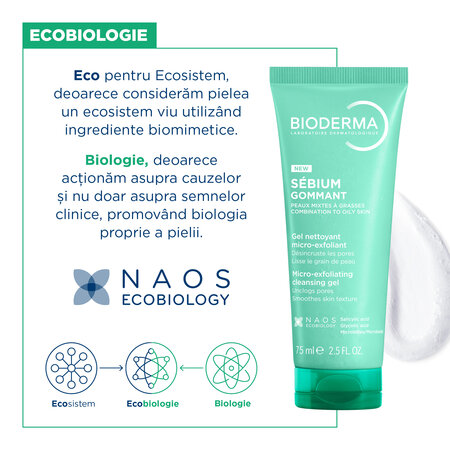 Gel exfoliant Sebium, 75 ml, Bioderma 794000