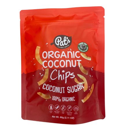 Chipsuri organice din nuca de cocos cu zahar de cocos, 60 g, Pat’s