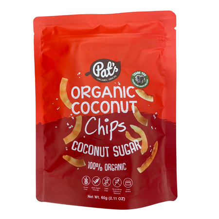 Chipsuri organice din nuca de cocos cu zahar de cocos, 60 g, Pat’s