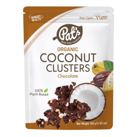 Gustare crocanta organica din nuca de cocos cu ciocolata, 140 g, Pat’s