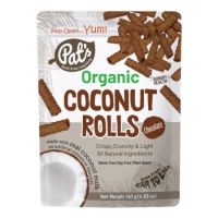 Rulouri crocante organice din nuca de cocos cu ciocolata, 140 g, Pat’s