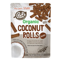 Rulouri crocante organice din nuca de cocos cu ciocolata, 140 g, Pat’s