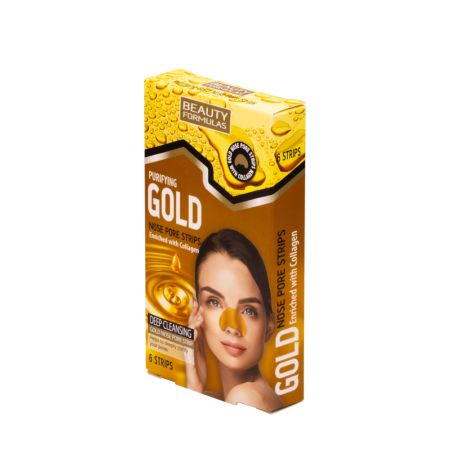 Benzi Gold cu colagen pentru curatarea porilor de pe nas, 6 bucati, Beauty Formulas