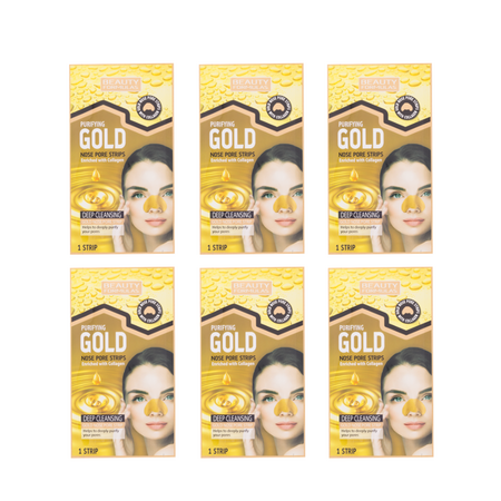 Benzi Gold cu colagen pentru curatarea porilor de pe nas, 6 bucati, Beauty Formulas 747456