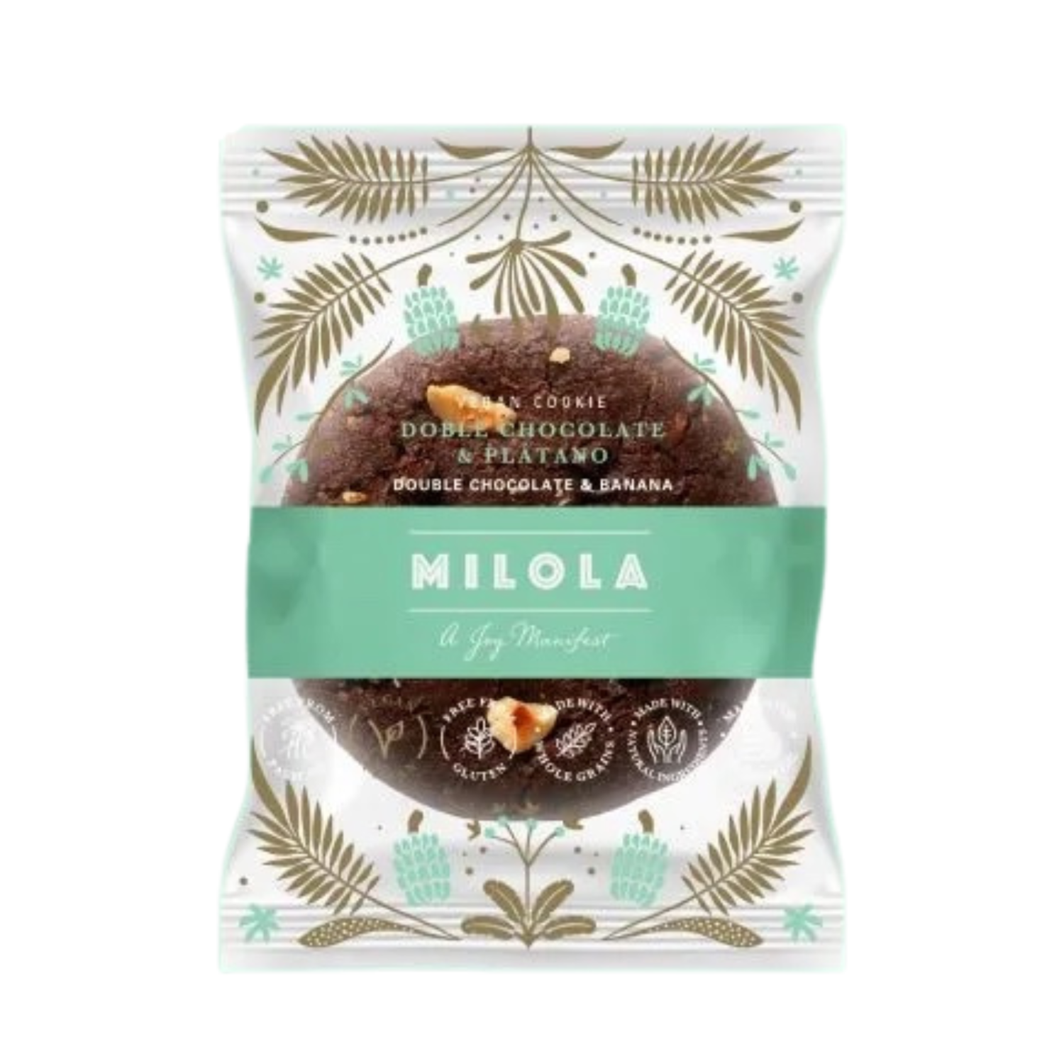 Biscuit vegan cu ciocolata si banana fara gluten, 50 g, Milola