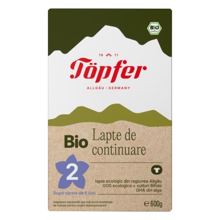 Lapte de continuare Bio 2, 6 luni, 600 g, Topfer