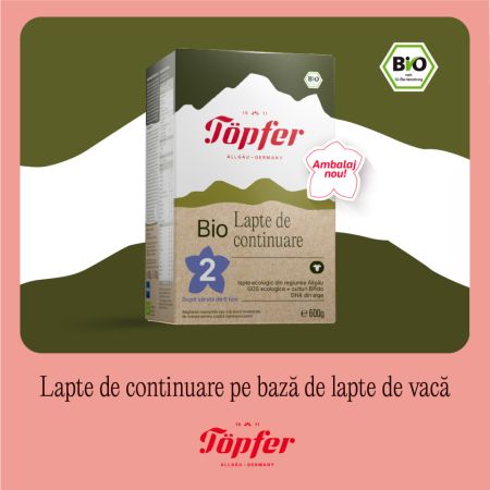 Lapte de continuare Bio 2, 6 luni, 600 g, Topfer 747497