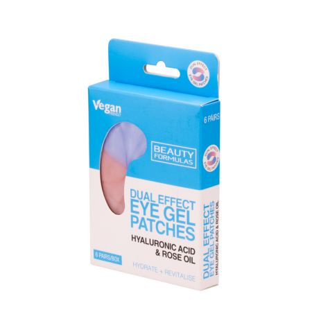 Paduri cu gel pentru ochi Dual Effect, Acid hialuronic si Ulei de trandafir, 6 perechi