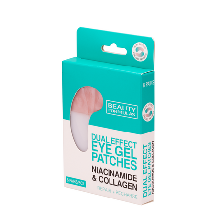 Paduri cu gel pentru ochi Dual Effect, Niacinamide + Colagen, 6 perechi, Beauty Formulas