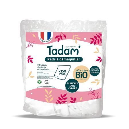 Dischete demachiante dreptunghiulare din bumbac bio, 150 bucati, Tadam