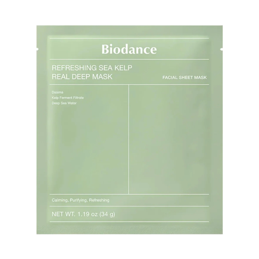 Masca cu alge marine pentru calmare intensa Refreshing Sea Kelp Real Deep Mask, 34 g, Biodance