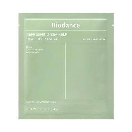 Masca cu alge marine pentru calmare intensa Refreshing Sea Kelp Real Deep Mask, 34 g, Biodance