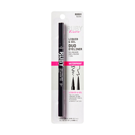 Tus de ochi cu doua capete, lichid si gel Duo Felt, Black, 0.35ml x 0.1g, Ruby Kisses 747807