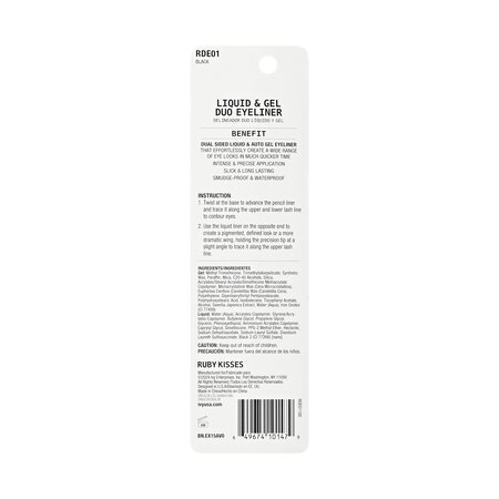 Tus de ochi cu doua capete, lichid si gel Duo Felt, Black, 0.35ml x 0.1g, Ruby Kisses 747806